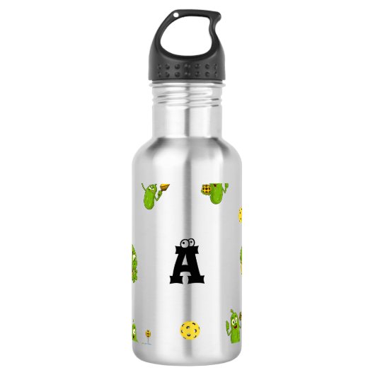 Pickleball speler gepersonaliseerde naam grappig waterfles (Voorkant)