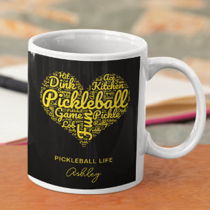 Pickleball Speler Gepersonaliseerde Naam Word Art Koffiemok
