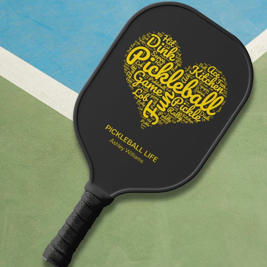 Pickleball Speler Gepersonaliseerde Naam Word Art Paddle