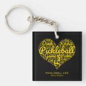 Pickleball Speler Gepersonaliseerde Naam Word Art Sleutelhanger (Voorkant)