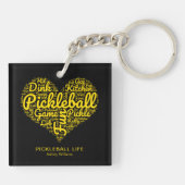 Pickleball Speler Gepersonaliseerde Naam Word Art Sleutelhanger (Achterkant)
