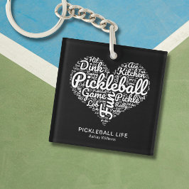 Pickleball Speler Gepersonaliseerde Naam Word Art Sleutelhanger