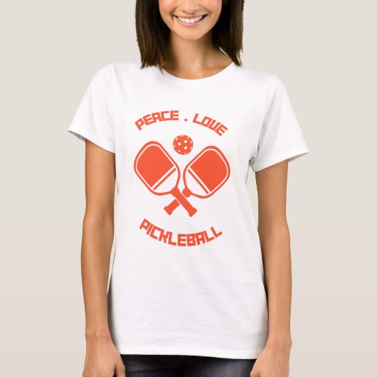 Pickleball Speler Gift Vrede Liefde & Pickleball T-shirt (Voorkant)