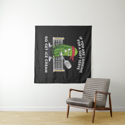 Pickleball-speler Grappig Wandkleed (In Situ (horizontaal))
