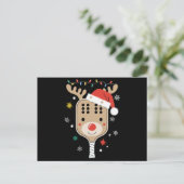 Pickleball Speler Kerstvakantie Rendier Xmas Briefkaart (Staand voorkant)