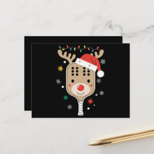 Pickleball Speler Kerstvakantie Rendier Xmas Briefkaart