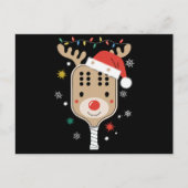 Pickleball Speler Kerstvakantie Rendier Xmas Briefkaart (Voorkant)