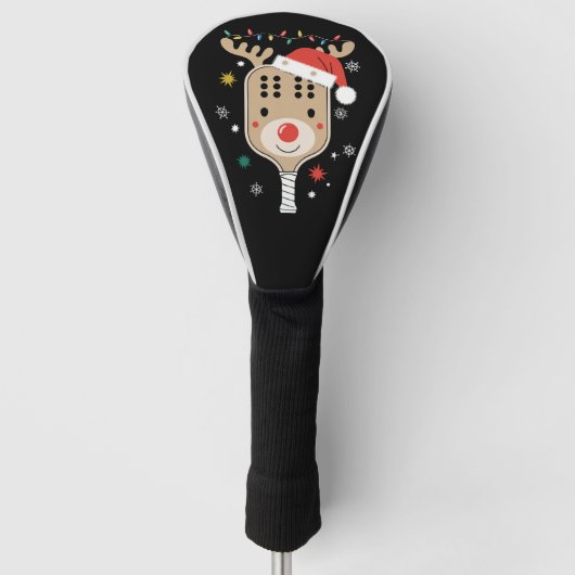 Pickleball Speler Kerstvakantie Rendier Xmas Golfheadcover (Voorkant)