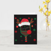 Pickleball Speler Kerstvakantie Rendier Xmas Kaart (Gele Bloem)