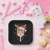 Pickleball Speler Kerstvakantie Rendier Xmas Papieren Bordje (Feest)