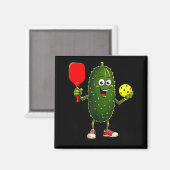 Pickleball speler kunst grappige pickle bal magneet (Voorkant / Achterkant)
