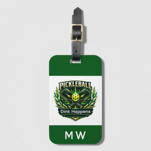 Pickleball Speler Logo Geborduurd Monogram Bagagelabel (Voorkant (verticaal))
