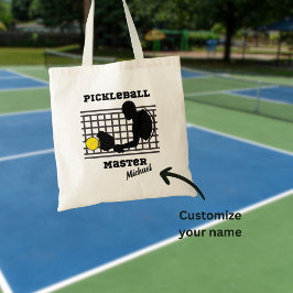 Pickleball-speler master winnaar aangepaste naam tote bag