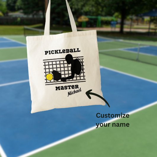 Pickleball-speler master winnaar aangepaste naam tote bag