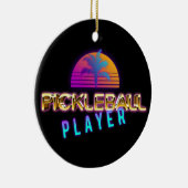 Pickleball-speler met aangepaste tekst keramisch ornament (Rechts)