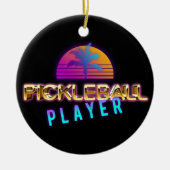 Pickleball-speler met aangepaste tekst keramisch ornament (Voorkant)