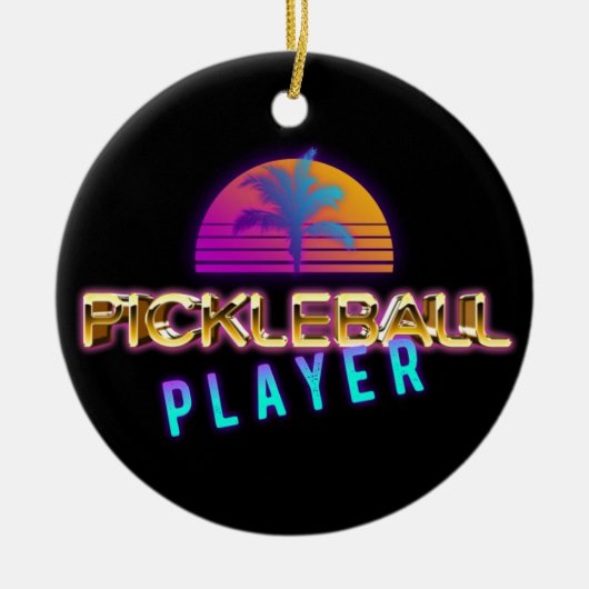 Pickleball-speler met aangepaste tekst keramisch ornament (Voorkant)