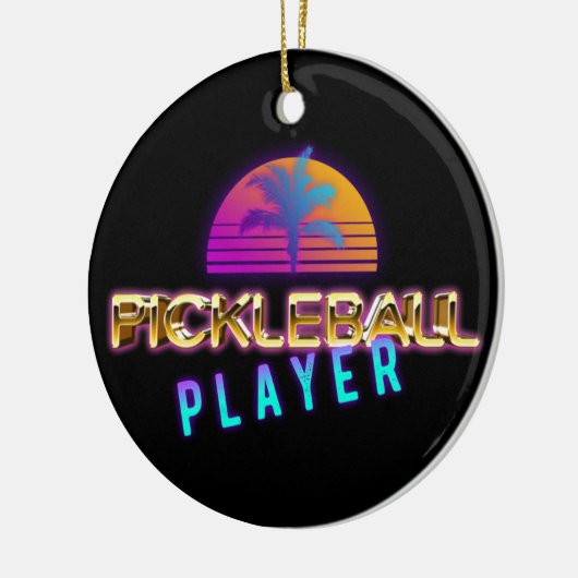 Pickleball-speler met aangepaste tekst keramisch ornament (Links)