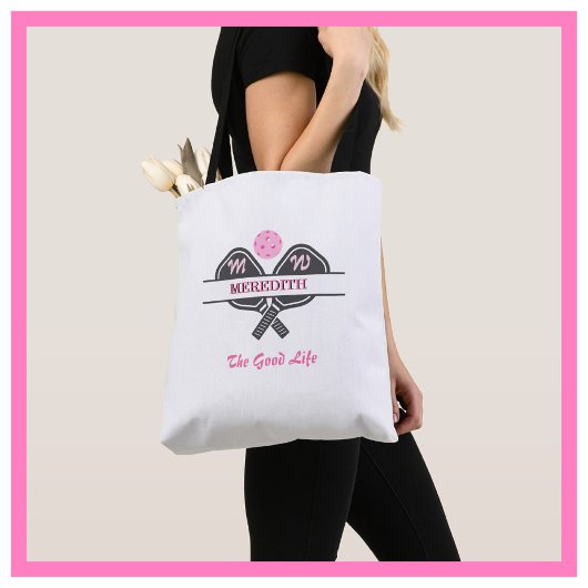 Pickleball speler Monogram Naam Paddles Tote Bag