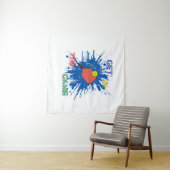 Pickleball speler paddle sport spel wandkleed (In Situ (horizontaal))