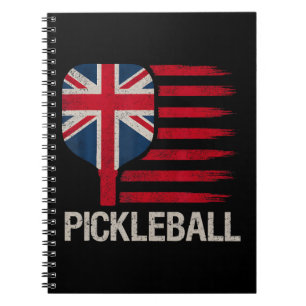 Pickleball Speler Paddle Uk Vlag Notitieboek