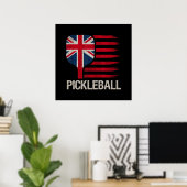Pickleball-speler Paddle Uk-vlag Poster (Thuiskantoor)