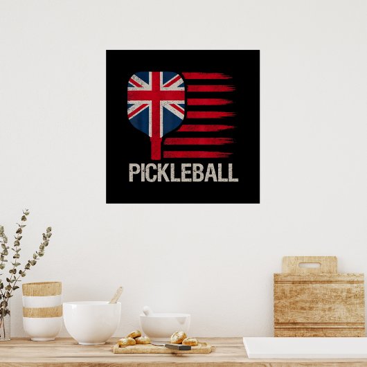 Pickleball-speler Paddle Uk-vlag Poster (Keuken)