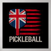 Pickleball-speler Paddle Uk-vlag Poster (Voorkant)