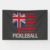 Pickleball Speler Paddle Uk Vlag Spandoek (Horizontaal)