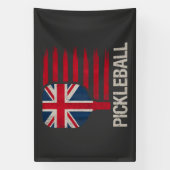 Pickleball Speler Paddle Uk Vlag Spandoek (Verticaal)