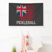 Pickleball Speler Paddle Uk Vlag Spandoek (Insitu)