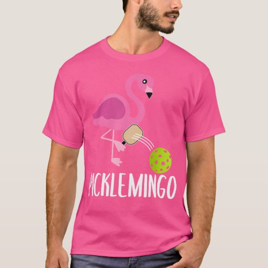 Pickleball Speler Paddleball Lover Picklemingo Pin T-shirt (Voorkant)
