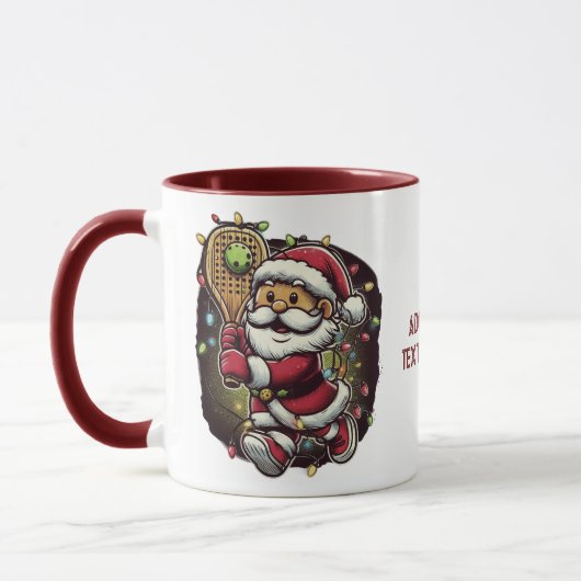 Pickleball Speler Santa Kerstmis Pickleball Mok (Links)