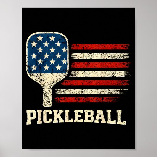 Pickleball-speler VS-vlag Amerikaanse paddleball-l Poster (Voorkant)