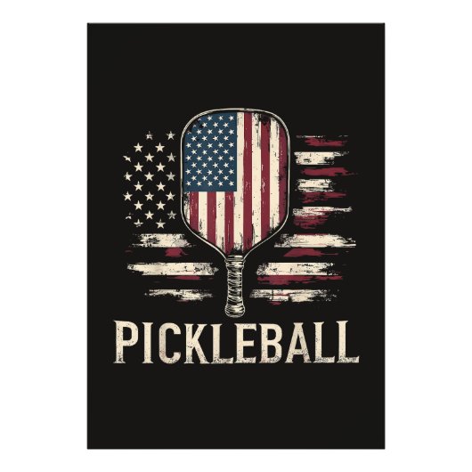 Pickleball Speler VS Vlag Retro Paddleball Foto Afdruk (Voorkant)