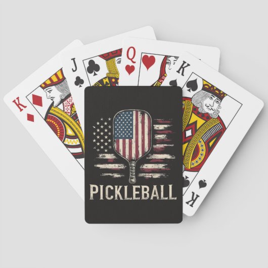 Pickleball Speler VS Vlag Retro Paddleball Pokerkaarten (Achterkant)