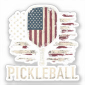Pickleball-speler VS-vlag Retro Paddleball Sticker (Voorkant)
