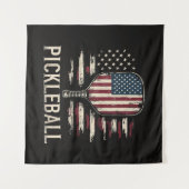 Pickleball-speler VS-vlag Retro Paddleball Wandkleed (Voorkant (horizontaal))
