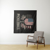 Pickleball-speler VS-vlag Retro Paddleball Wandkleed (In Situ (horizontaal))