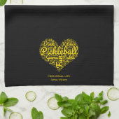 Pickleball Speler Word Art Heart Gepersonaliseerd Theedoek (Gevouwen)