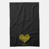 Pickleball Speler Word Art Heart Gepersonaliseerd Theedoek (Verticaal)