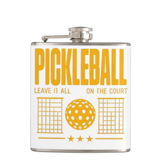 Pickleball Spirit - Laat het allemaal op de baan Heupfles (Voorkant)