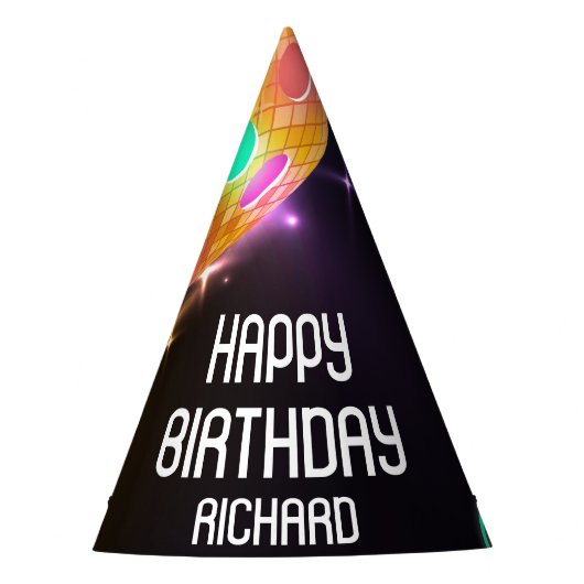 Pickleball Sport Neon Thema Disco bal Party Feesthoedjes (Voorkant)