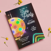 Pickleball Sport Neon Thema Disco bal Party Kaart