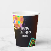 Pickleball Sport Neon Thema Disco bal Party Papieren Bekers (Achterkant)