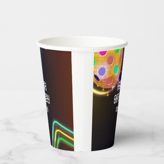 Pickleball Sport Neon Thema Disco bal Party Papieren Bekers (Rechts)