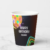 Pickleball Sport Neon Thema Disco bal Party Papieren Bekers (Voorkant)