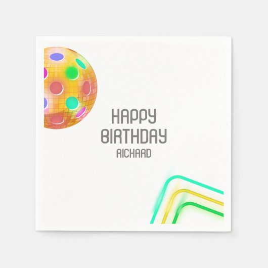 Pickleball Sport Neon Thema Disco bal Party Servet (Voorkant)