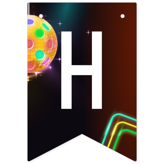 Pickleball Sport Neon Thema Disco bal Party Vlaggetjes (Tweede vlag)