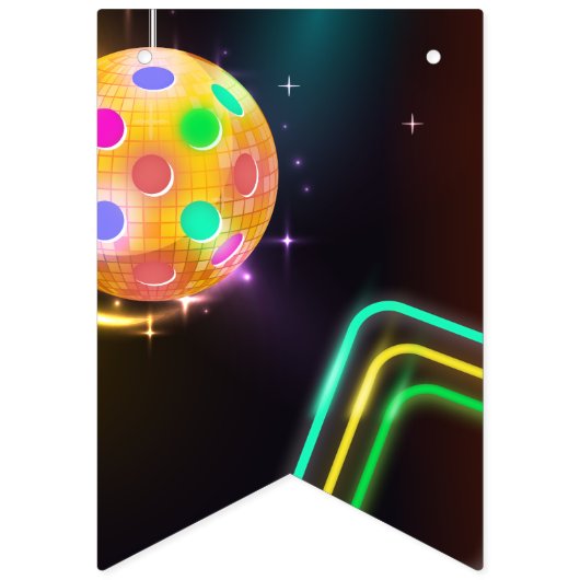 Pickleball Sport Neon Thema Disco bal Party Vlaggetjes (Eerste vlag)
